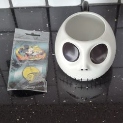 Nightmare Before Christmas Mug Jack Skellington 3D Face Ceramic Cup Disney & Pin