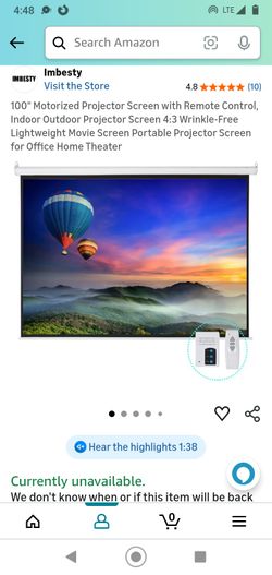 100" Motorized Projector Screen with Remote Control, Indoor Outdoor Projector Screen 4:3 Wrinkle-Free Lightweight Movie Screen  Projector Screen