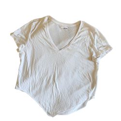 Nordstrom super soft cotton abound White V-Neck Women's Tee cropped raw hem