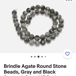 45 Pc Agate Grey Black Beads