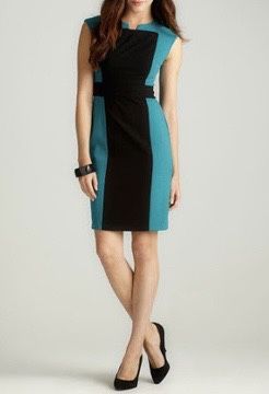 NWT Calvin Klein, Cap Sleeve, Sheath Dress, Green/Black, Sz 14