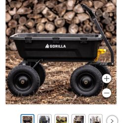 Gorilla 9 cu ft. Heavy Duty Poly Yard Dump Cart with No Flat Tires