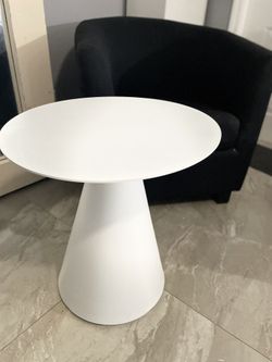 Round Aluminum White Side Table