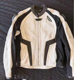IXS Perforated Leather Motorcycle Jacket – White/Black