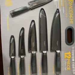 Titanium Coated Cutlery Set 6 Knives With Blade guards