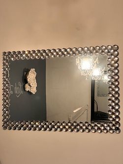Large Rectangle Crystal Bead Wall Mirror