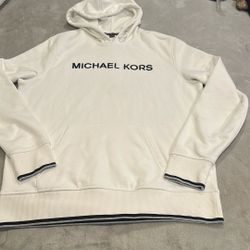 Men’s Michael Kors White Logo Hoodie Sweatshirt Large