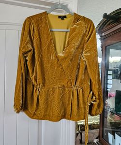 J.Crew Golden Velvet Wrap Top Size 14