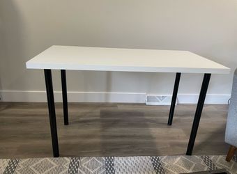 White Desk Black Legs IKEA