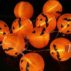 BRAND NEW IN BOX Halloween Lights, Halloween Decorations Fairy Lights 2.5M/8.2FT 10 Led Pumpkin Lanterns Battery Powered String Lights