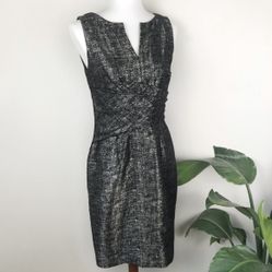 Adrianna Papell Black & Gold Brocade Dress - Size 4