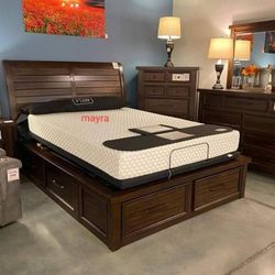 BRAND NEW LOGANDA STORAGE  BEDROOM SET QUEEN/KING BEDROOM SET DRESSER NIGHTSTAND AND MIRROR CHEST OPTION 