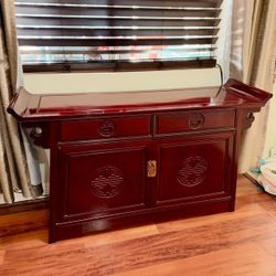 Vintage Chinese Solid Hardwood Altar Sideboard / Cabinet 54”L x 16”W x 30”H