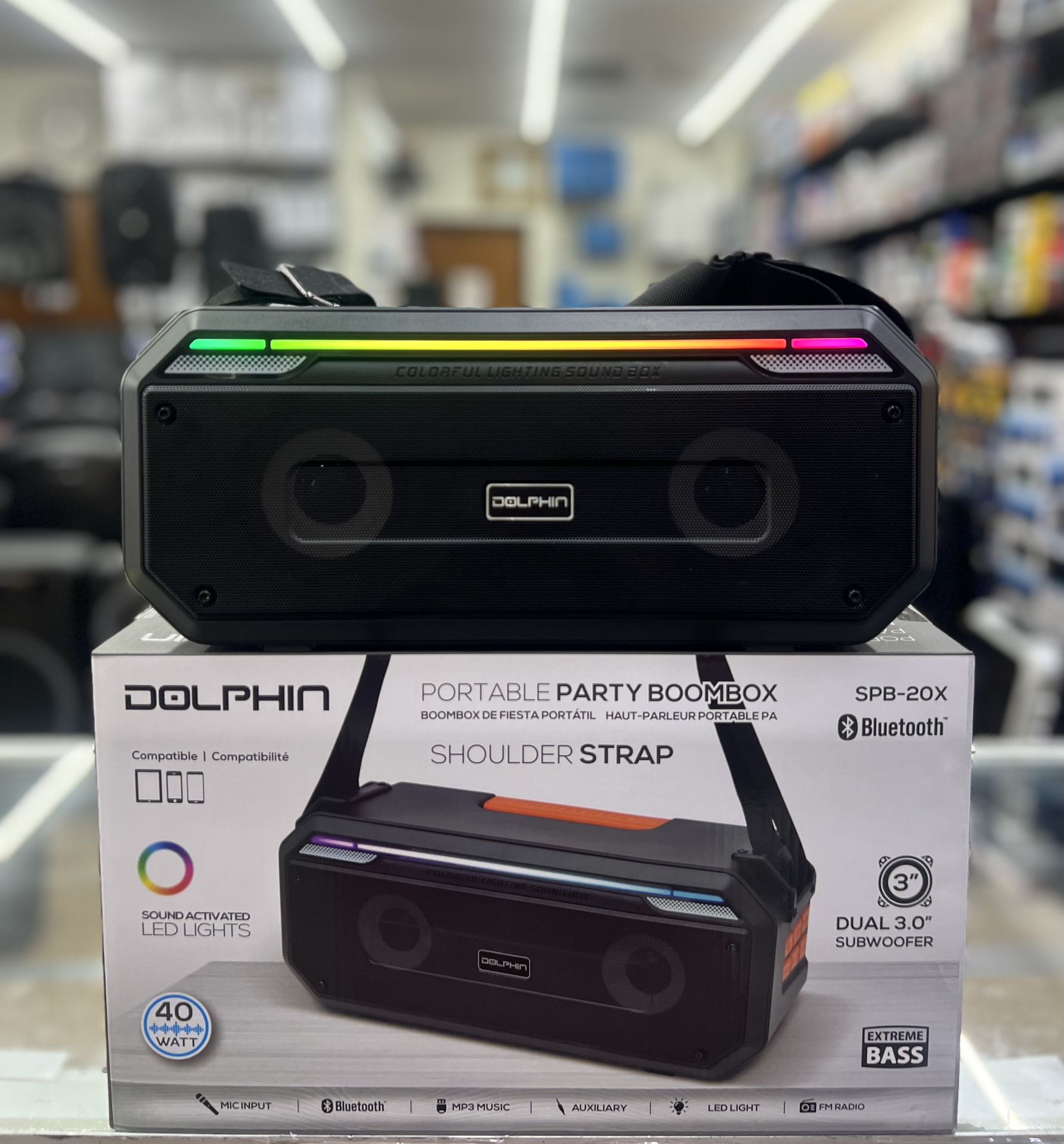 Portable Party Boombox Dolphin Speaker | 40 Watts I Strap to carry