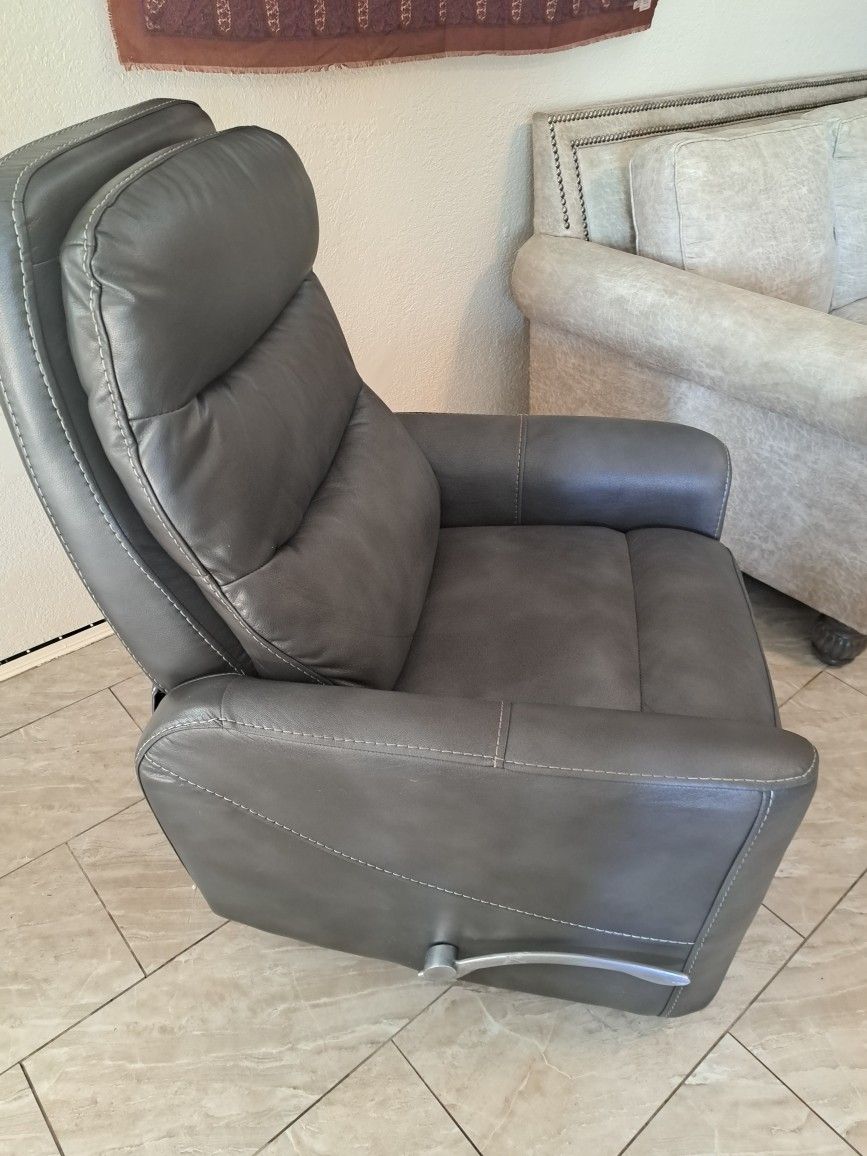 Grey Faux Leather Recliner 