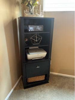 Set of two bookshelf storage shelves black