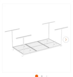 BRAND NEW IN BOX FLEXIMOUNTS OHK Series 36 in. W x 72 in. D x 22-40 in. H White Ceiling Mounted Overhead Garage Storage Rack with Accessory Hooks