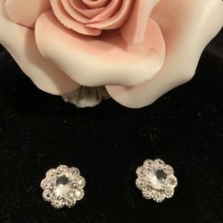 Sapphire & Diamond Accents Flower Earrings 