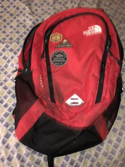 Red north face backpack
