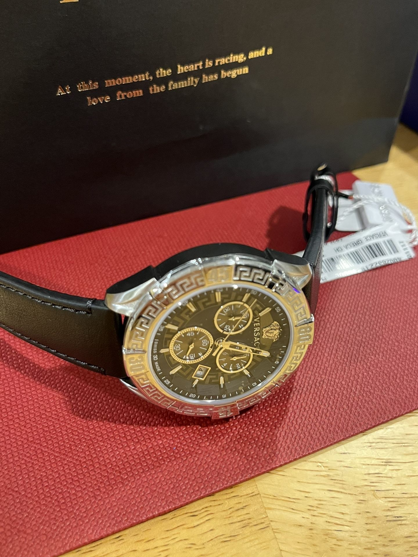 V-Greca Chrono 46MM Stainless Steel & Leather Strap Watch