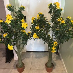 Fake Tree With Yellow Flowers