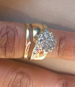 Wedding ring set 14k gold size 6