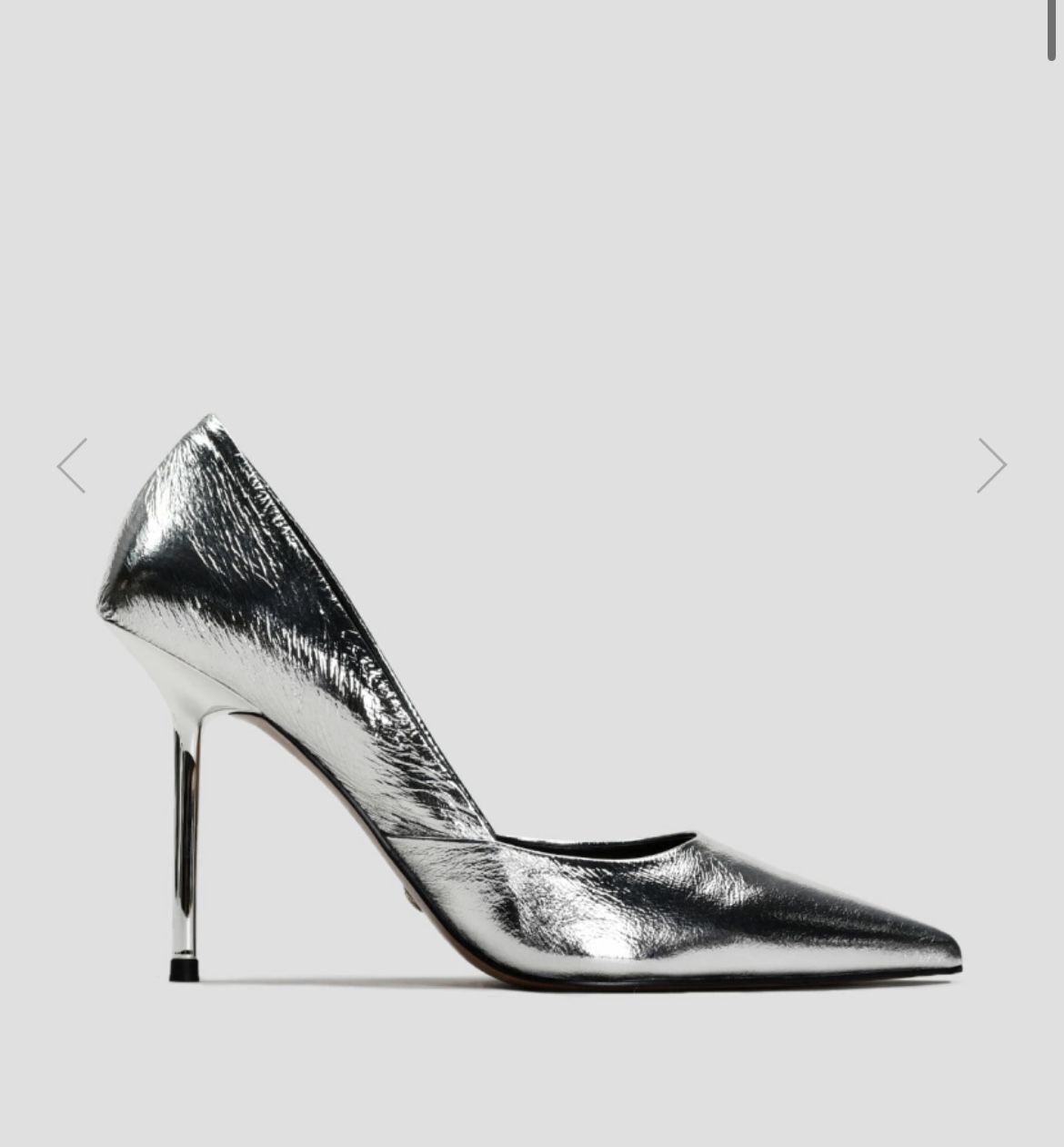 Leather Heels In Silver Color