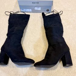 Kenneth Cole Corrie Lace black suede high boots 