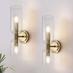 New 15.4” Pack of 2 Bathroom Vanity Light Fixtures,2 Light Wall Sconces with Clear Glass Shade,E12