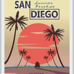 San Diego laminated poster