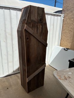 68” Tall Rustic Wooden Halloween Coffin Prop