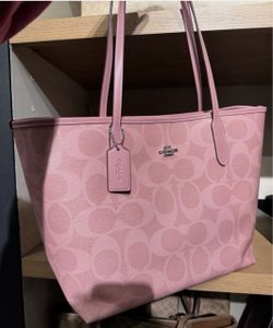 COACH City Tote Bag Signature Canvas Powder Pink CAL49