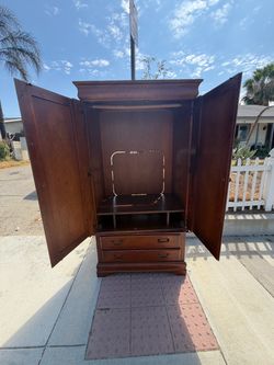 Dark Wood TV Armoire with Drawers