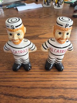 Vtg Alcatraz Prisoners Salt & Pepper Shakers San Francisco Antique