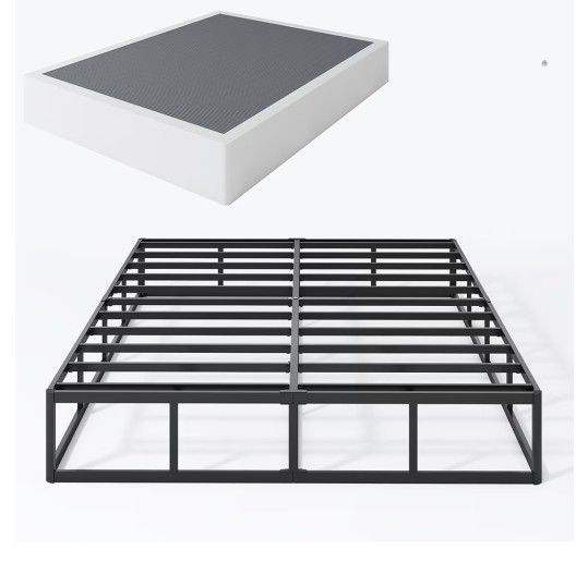 Box Springs Full Size 9 Inch High Profile Box Spring Strong Metal Frame Mattress Foundation with Fabric Cover, Box Spring Full Size Bed, Easy As