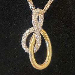 Breuning GmbH 14K 2-Tone .69CTW Natural Diamond Pendant + 14K 20" Italian Wheat Necklace ◇ 12.5g