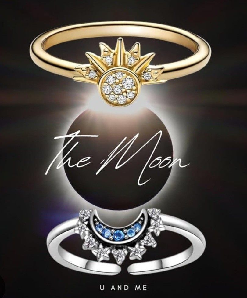 Celestial Sun And Moon Ring Set. Womens Size 6