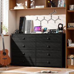 Furnulem Wide Dresser with 8 Fabric Drawers, TV Entertainment Center with Storage for 55'' TV, Large Chest of Drawers for Bedroom, Living Room, Dorm, 