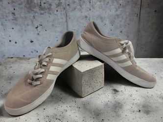 Adidas Men's Easy Vulcan 2.0 Beige White Low Top Canvas Casual Sneakers Sz 12 1/2