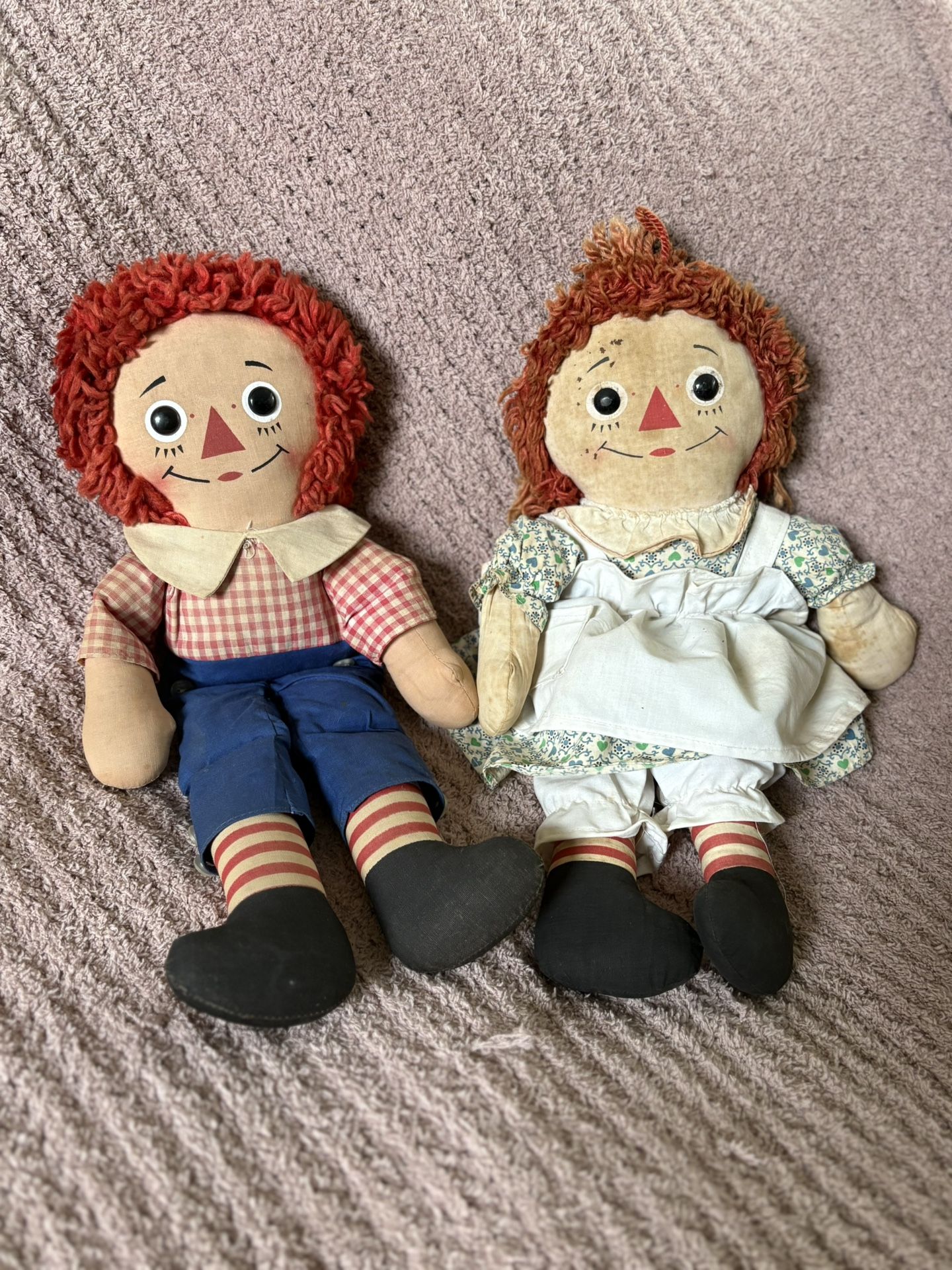 Original 1960’s VINTAGE Raggedy Ann and Andy Dolls! Made By Knickerbocker. 16”
