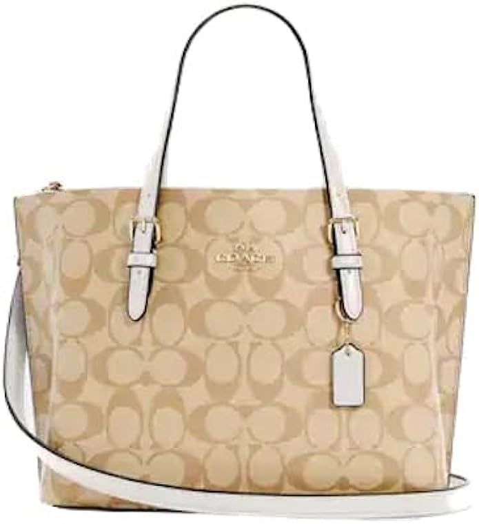 COACH Leather Mollie Tote 25 (IM/Light Khaki/Chalk)