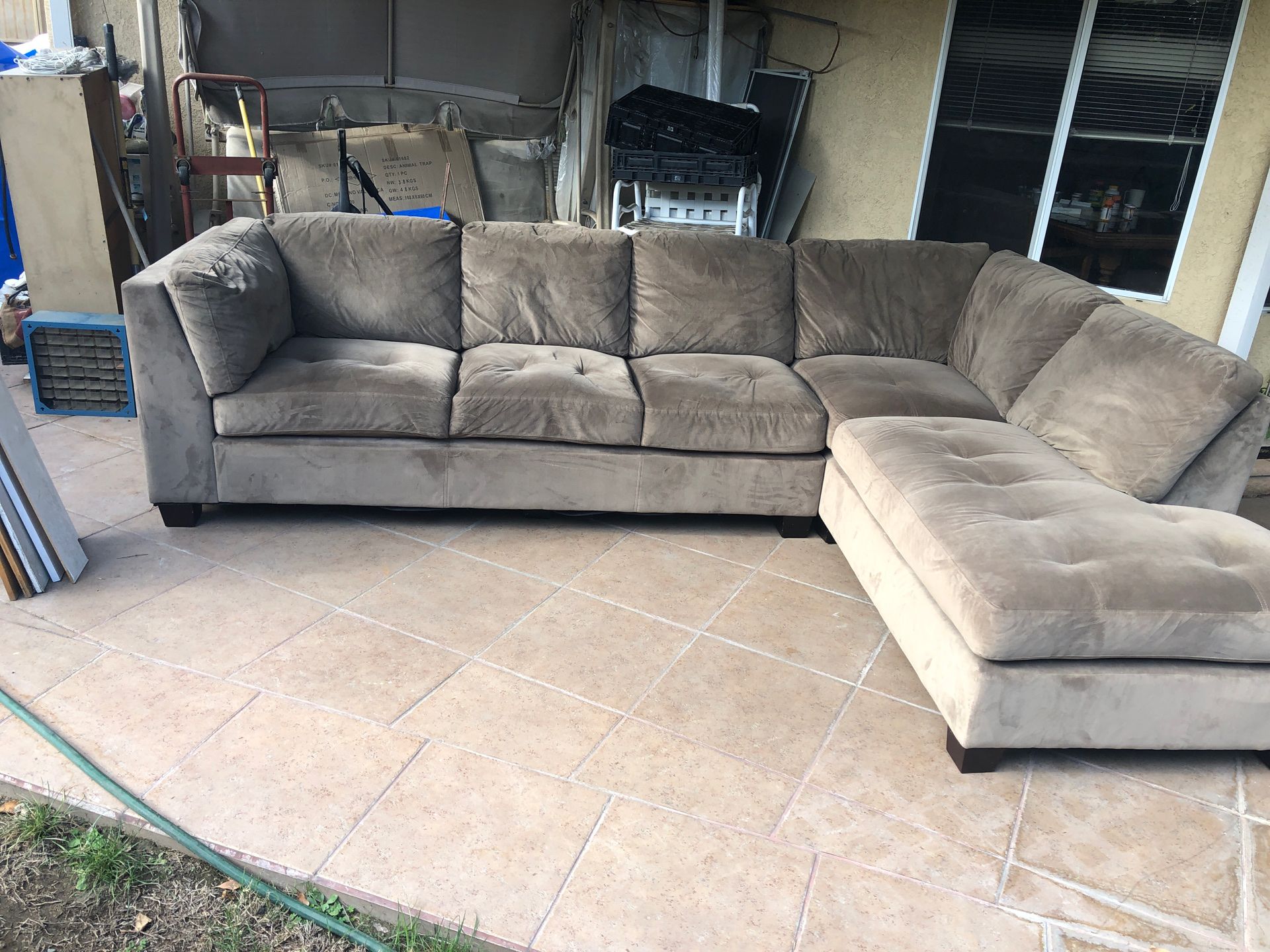 Beige Brown Sectional Couch