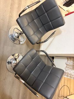 Set of 2 Gray Adjustable Bar Stools