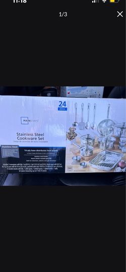 NEW- Mainstays Stainless Steel 24 Pc