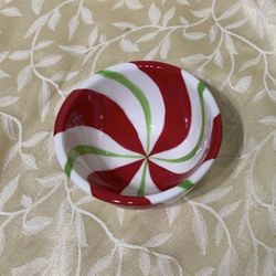 Pier One Imports  Candy Cane Candy Dish 4” dia peppermint
