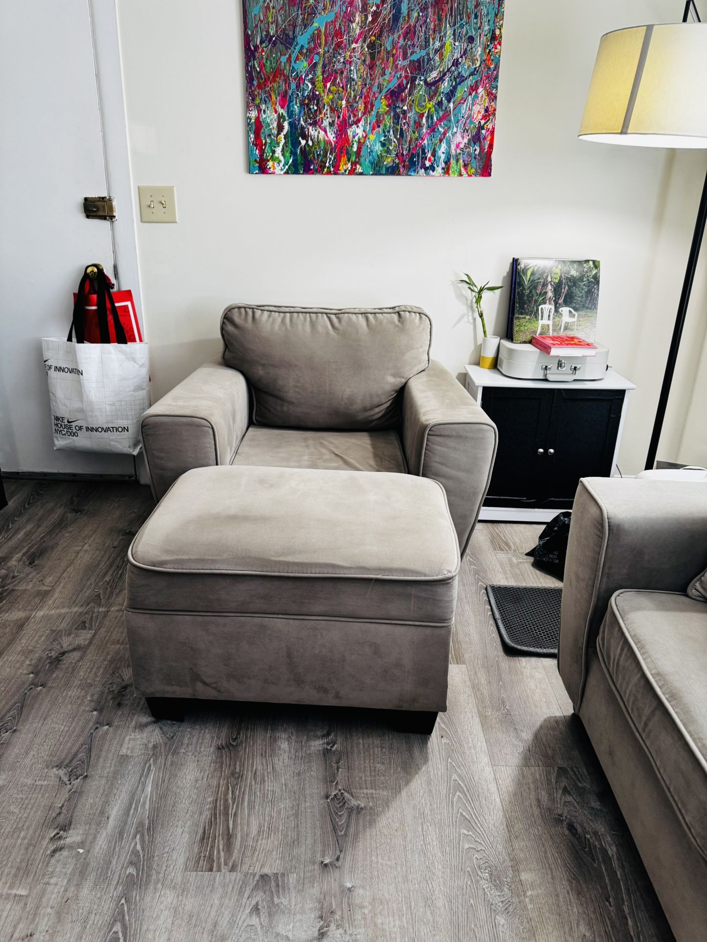 Bob’s Furniture Armchair & Ottoman With Storage