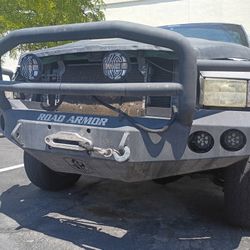 Road Armor Front Bumper With Smittybilt Winch And Kc Lights 