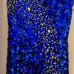 Strapless Blue Royal Sequins / Lentejuelas Evenig Dress Size 4 