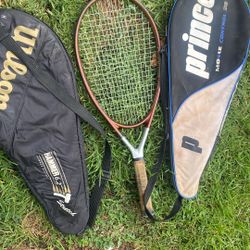 Tennis racket with two bags