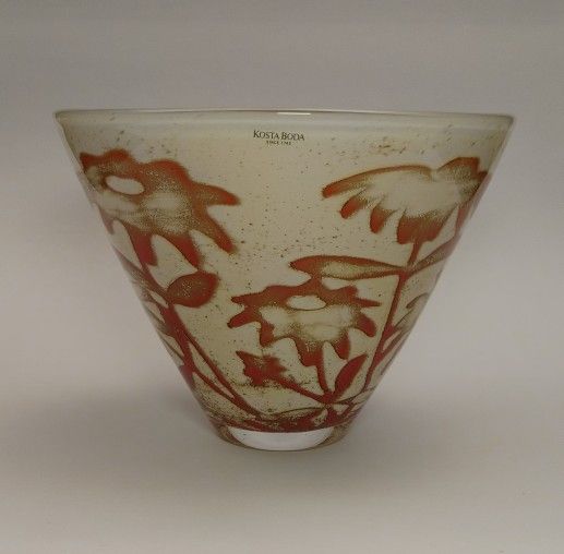 Vintage Kosta Boda Vase Art Glass Bowl Flowers Scandinavian Swedish Sweden